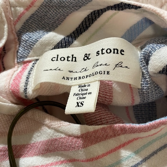 Stripy reversible linen feel Anthropologie blouse - Picture 3 of 4